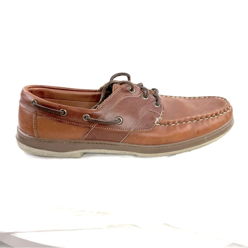 Allen Edmonds Eastport Men Size 11.5E Brown Leather Boat Shoe Loafer Lace Up